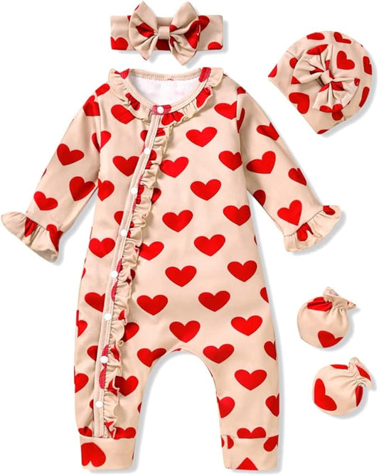 Aalizzwell Baby Girls Romper Outfit Fall Winter Clothes with Accessories