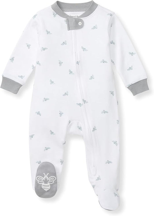 Burt's Bees Baby Baby Girls Pajamas, Zip Front Non-Slip Footed Sleeper Pjs, 100% Organic Cotton