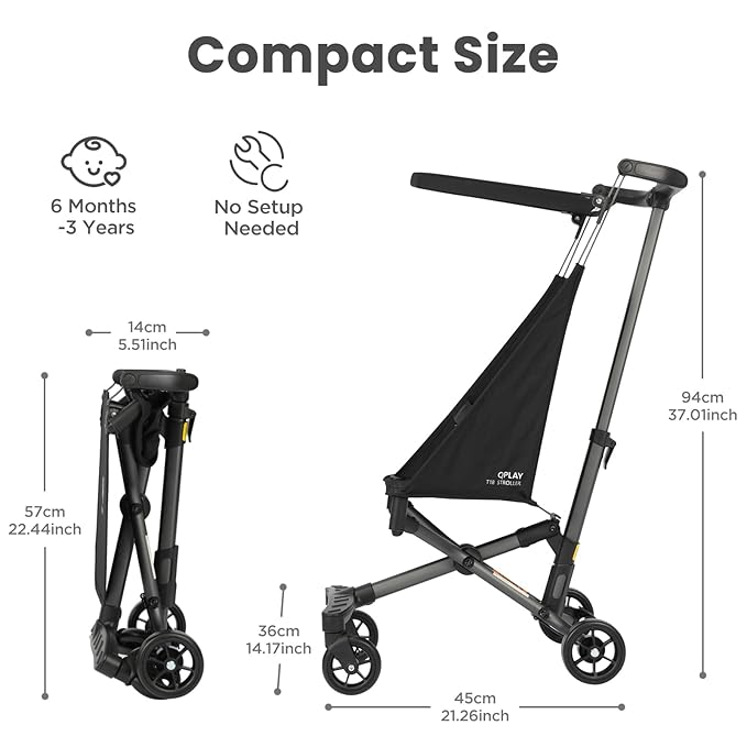 Ultra Lightweight Travel Stroller for Baby Aged 6-36 Months, Small Compact Folding Stroller with Backpack & Sun Visor for Kids Ages 1 to 3 Years Old - Fits Airplane Easy Carry and Storage