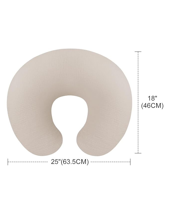 Nursing Pillow Covers 2 Pack, Muslin Nursing Cover for Breastfeeding Pillows, Comfortable for Baby Girls and Boys (Flower I & Light Blue)