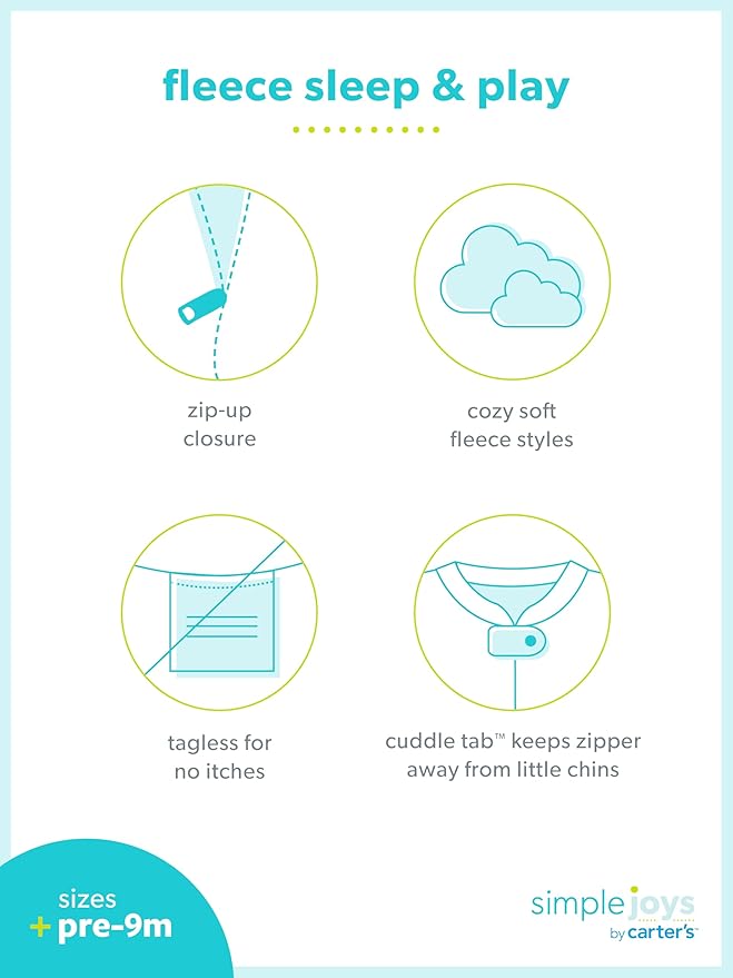 Simple Joys by Carter's Baby Girls' Cotton and Fleece Footed Sleep and Play, Pack of 2