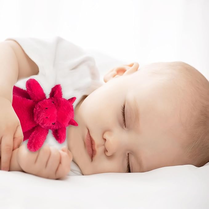 Baby Red Dragon Soft Stuffed Animal Security Blanket, Plush Dinosaur Character Lovey Blanket, Baby Shower/Nursery Gift, Newborn Infant Toddler Snuggle Blankie for Girls Boys, 14 Inches