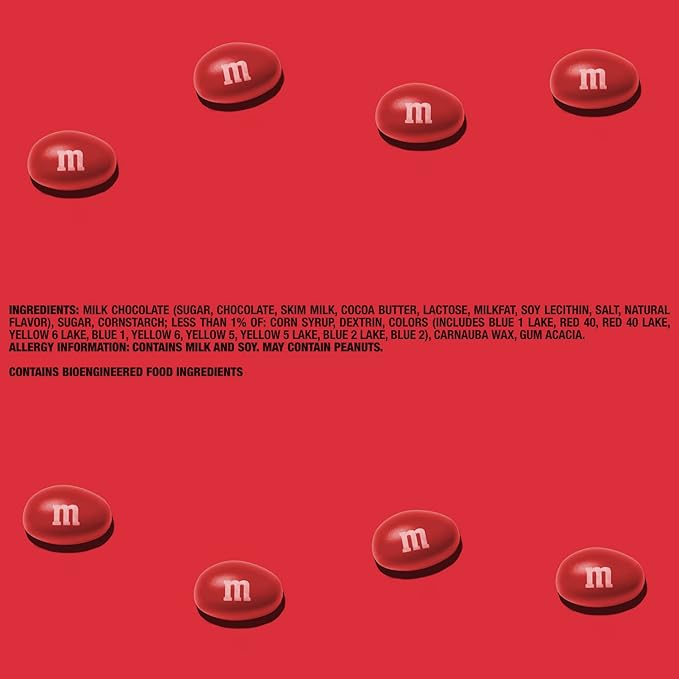 M&M’S WORLD Peanut Red Chocolate Candy 2lb Resealable Pack for Graduation Wedding 4th of July Candy Buffet Birthday Parties Candy Bar and Edible Decoration