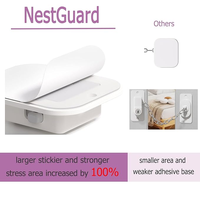 Child Proof Door Lock with Adjustable Strap, 3M Adhesive Safety Locks for Baby & Pets, No Tools Needed 2 Pack