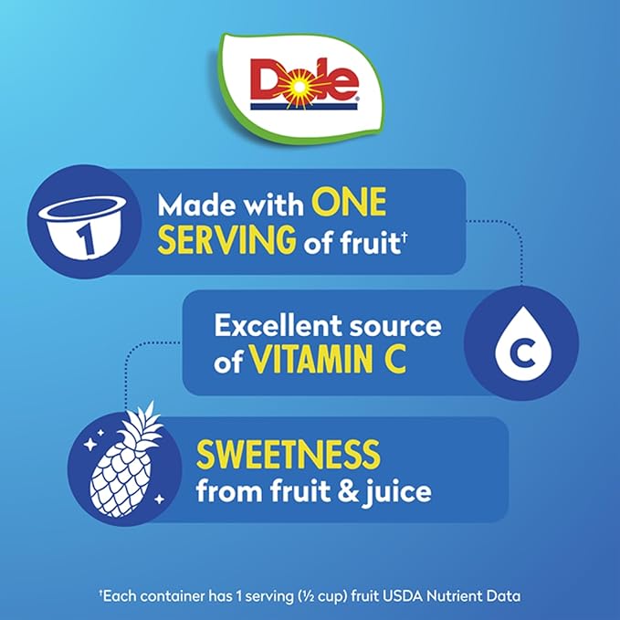 Dole Fruit Bowls Pineapple Tidbits in 100% Juice Snacks, 4oz 36 Total Cups, Gluten & Dairy Free, Bulk Lunch Snacks for Kids & Adults