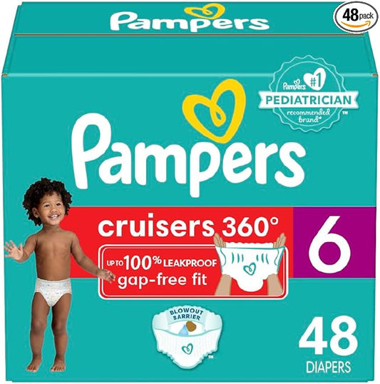 Pampers Diapers - Cruisers 360 - Size 6, 48 Count, Babyproof up to 100% Leakproof Pull-On Diaper