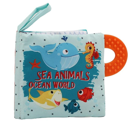 Baby Book Toy, Soft Cloth Crinkle Books for Babies with Teether, Infant Toys 0-3-6-12-18 Months, Shower Baby Gifts, Teething Toy for Boys Girls- Fish, Shark-1PCs