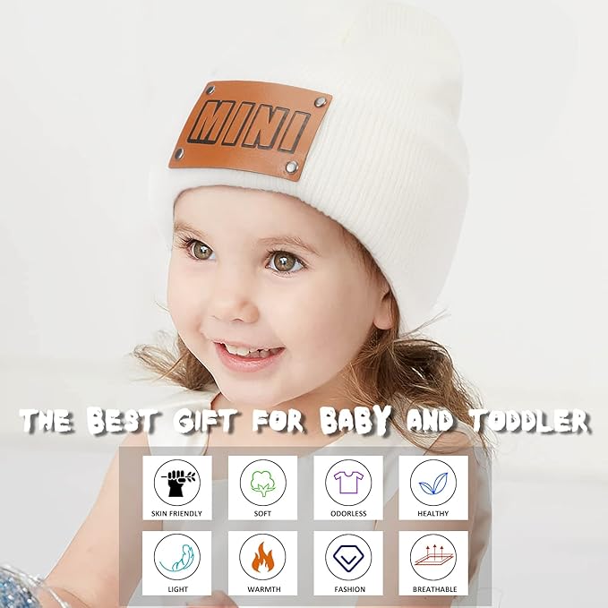 Parent-Child Beanie Hat,Mother & Baby Daughter/Son Winter Warm Knit Hat,Kids Soft Beanie Cap