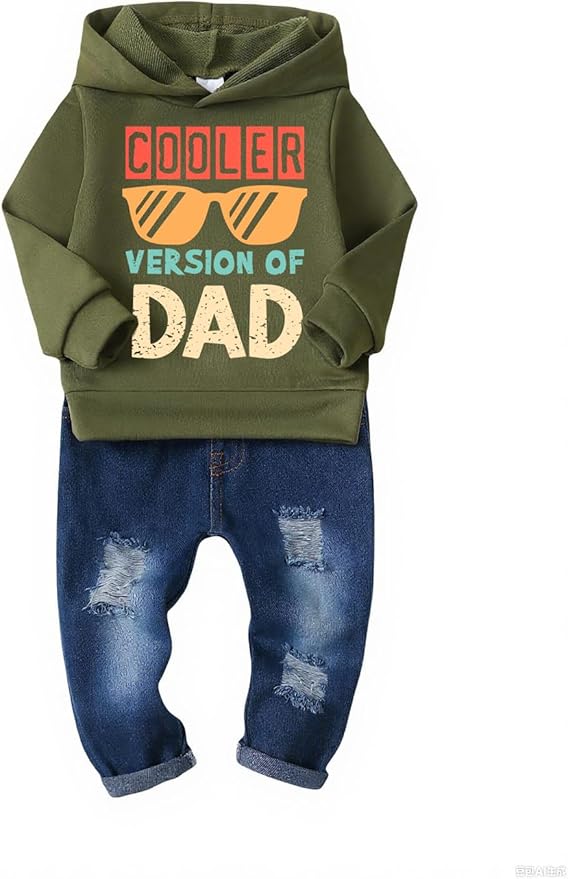 NZRVAWS Baby Boy Clothes Toddler Boy Outfit 2 3 4T 6 12 18 24 Month Fall Winter Hoodie Ripped Jeans Clothing