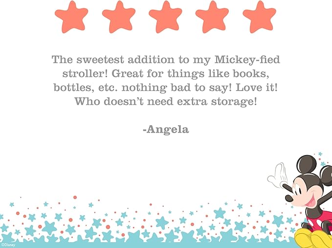 J.L. Childress Disney Baby Side Sling Stroller Cargo Net - Stroller Organizer Attachment for Storage, Mesh Bag for Baby Accessories, Universal Fit - Minnie Mouse