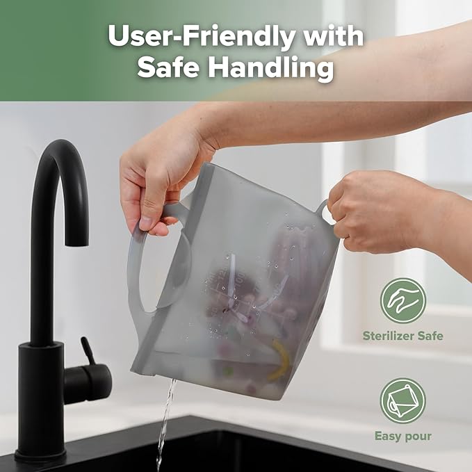 Haakaa On-The-Go Silicone Microwave Steam Sterilizer Bags for Travel, 40oz/1250ml Reusable Silicone Steaming Bags for Baby Bottles, Breast Pump, Accessories, Pacifiers, Teethers,Grey/1PC