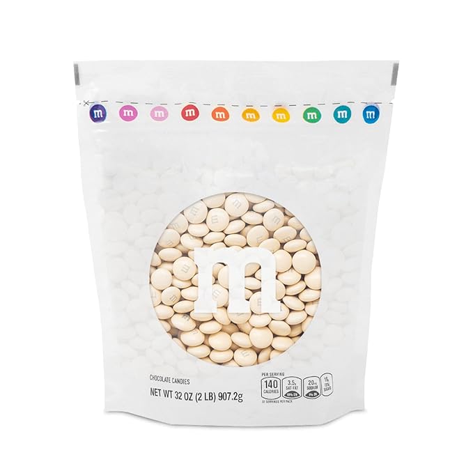 M&M’S WORLD Cream Milk Chocolate Candy - 2lbs of Chocolate Candy Bulk in a Resealable Pack, For Weddings, Graduations, Birthday Party Favors, Desserts & More