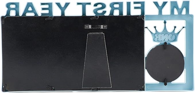 ESTAMICO Baby Picture Frames My Frist Year Photo Keepsake for Baby 1-12 Months Memory, Blue