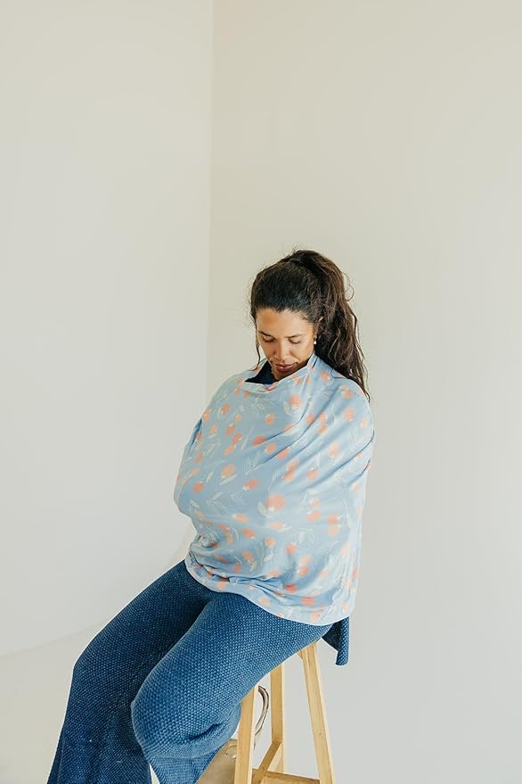 Copper Pearl Multi-Use Cover: Car Seat Covers, Nursing Cover, and Stroller Cover for Sun - Stretchy Fabric, All-Season Use, Stylish Designs, Easy Access for Moms - Clementine