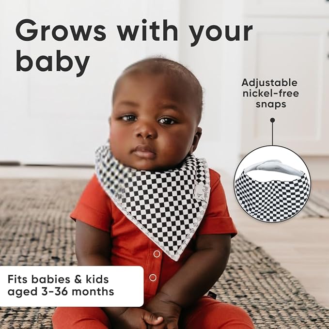 Copper Pearl 4 Pack Soft Cotton Baby Bibs for Drooling and Teething, Absorbent Drool Bibs for Baby Girl and Boy, Adjustable to Fit Newborns to Toddlers, Tons of Styles (Nash)