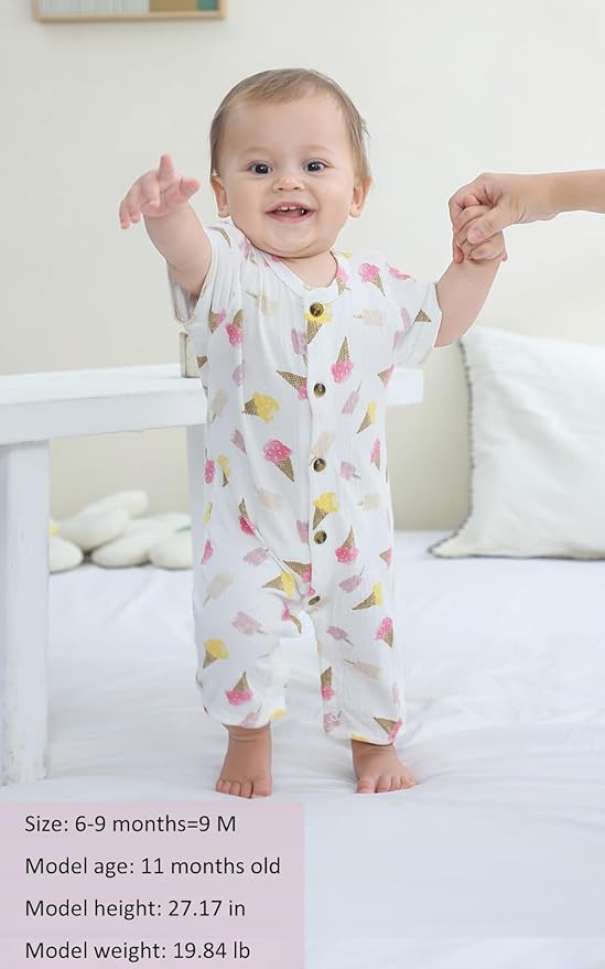 Baby Girl Romper Button Jumpsuit Summer Infant Boy Clothes for 0-24 Months