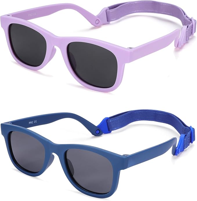 COASION Bendable Flexible Polarized Newborn Baby Sunglasses with Strap for Infant Boys Girls Age 0-12 Months CA8042