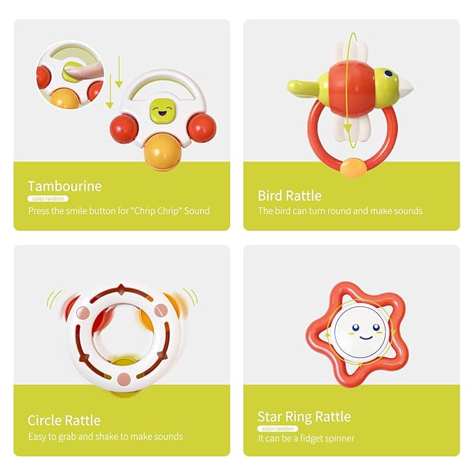 12PCS Baby Rattles Toys Set with Storage Case, Teething Toys for Babies, Newborn Christmas Gift for Baby Infant Boys and Girls 0 1 2 3 4 5 6 7 8 9 10 11 12 Months