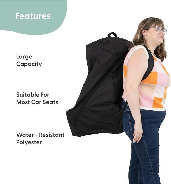 The Peanutshell Carseat Travel Bag for Airplane, Durable Padded Bag Gate Check Easy Carry Airport Car Seat Cover, Fits Most Graco, Evenflo, Toddler, Kids, Infant Baby Travel Essentials for Flying