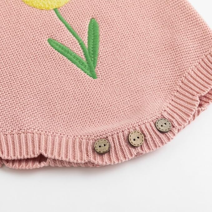 Simplee kids Baby Girls Sunflower Knit Rompers Knit Clothes for Newborn Baby Girls