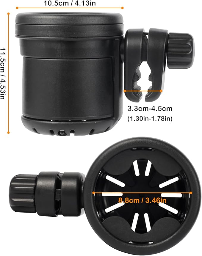 Stroller Cup Holder for Mockingbird - Dual Drink Holder with 360° Rotation, Fits Mockingbird Single & Double Strollers, ABS + Silicone, Holds Large & Small Cups