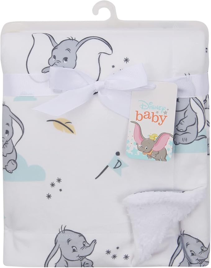 Lambs & Ivy Dumbo Baby Blanket - White, Animals, Disney, Elephant