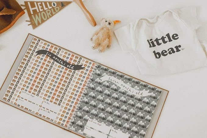 Lucy Darling Little Camper Baby Memory Book – First Year Journal, 5-Year Milestone Scrapbook & Photo Album – Rustic, Woodland Adventure Keepsake for Baby Boy or Girl – Ideal Gift