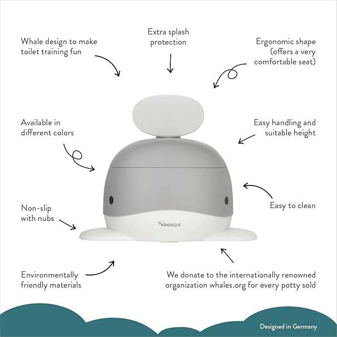 Kindsgut Potty Training Toilet in Whale Design, Designed in Germany, Potty Training in a Beautiful Design, Dark Grey