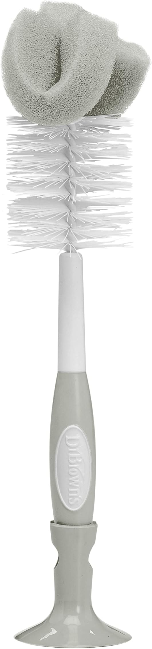 Dr. Brown's Baby Bottle Cleaning Brush with Sponge, Scrubber and Nipple Cleaner, Grey 1 Pack