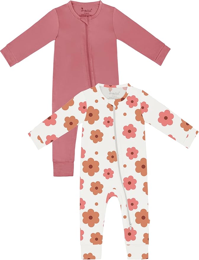 Jimonda Baby Romper Boys Girls Bamboo Pajamas 2-Way Zipper Footless Unisex Long Sleeve Sleepers Sleep and Play 0-24 Months