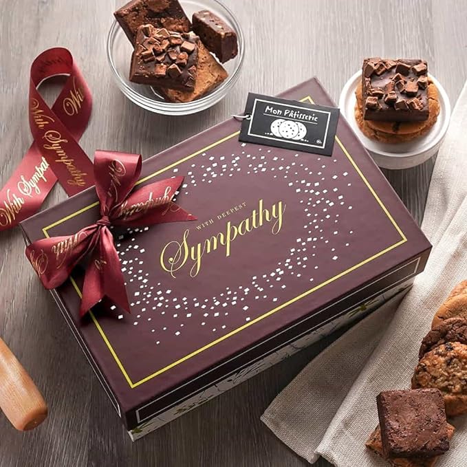 Broadway Basketeers Deluxe Condolence Sympathy Gift Baskets, Fresh Baked Assorted Brownies & Cookies Gift Box, Individually Wrapped Desserts Care Package for Loss of a Loved One, Bereavement