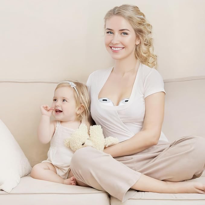 Wearable Breast Feeding Pump Portable, Electric Breast Pump Hands Free with 4 Modes &12 Levels,Strong Suction, LED Display, 24mm Sealed Flange,2 Pack (Grey)