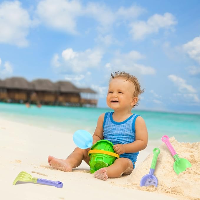 Skylety 8 Pieces Kids Beach Sand Shovels Colorful Plastic Rake Sand Sifter Toy Shovel for Teens Garden Summer Beach Toys(Cute Style)