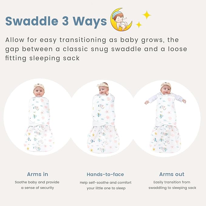ZIGJOY Sleep Sack Swaddle 1.0 TOG Baby Wearable Blanket 100% Cotton Baby Swaddle Blanket for Newborns