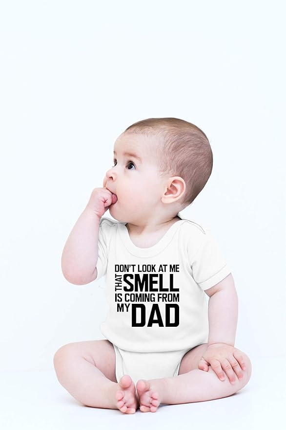 CBTwear Don’t Look at Me That Smell Is Coming From Dad - Baby Clothes - Funny Newborn Bodysuit Outfits for Boys and Girls