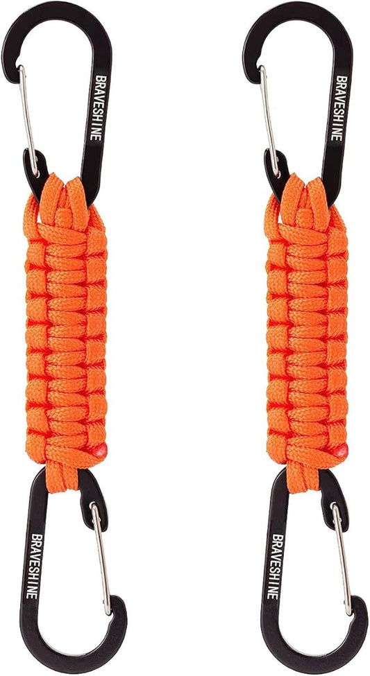 BRAVESHINE Paracord Keychain Carabiner Clip, D Ring Lanyard Hanger Stroller Hook for Water Bottle, Key, Backpacks, Men, Women