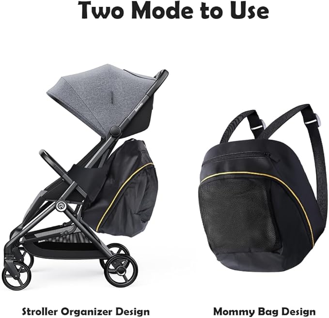 Abnaok Stroller Organizer Bag for Doona with 2PCS Double Stroller Hook, Infant Car Seat Stroller,Large Capacity Diaper Bag, Stroller Accessories Easy Access Zipper Design