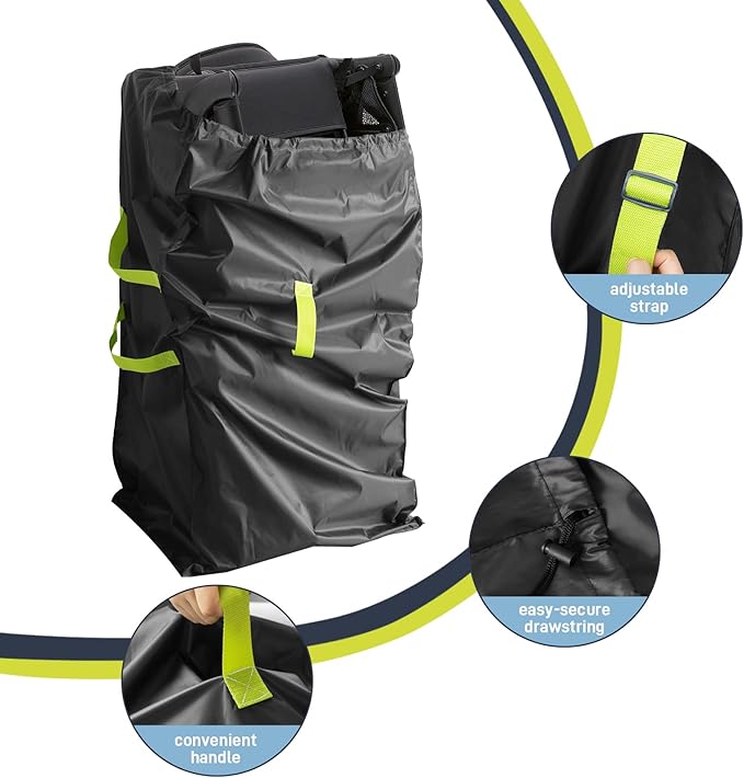 Gate Cheak Stroller Bag for Airplane Travel, Standard or Double Stroller Travel Bag For Airplane, Waterproof Travel Carry Bag, Large Stroller Cover, Black