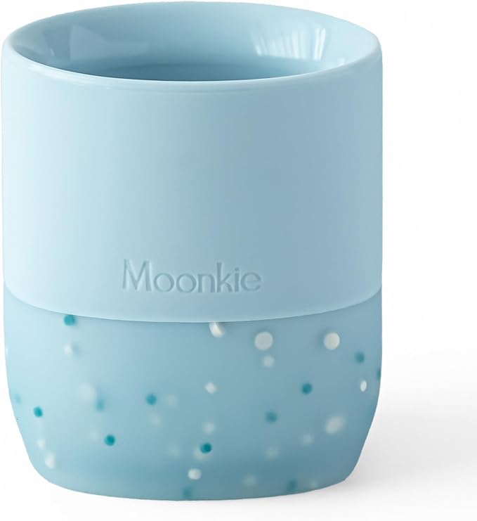 Moonkie Silicone Baby Cup 4 Months+ | Tiny Open Training Cup for Infants with Confetti Sprinkles | Baby-Led Weaning Essential | 2 oz (Ether, 1 Pack)
