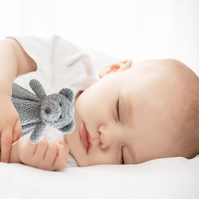 Baby Gray Teddy Bear Soft Stuffed Animal Security Blanket, Plush Bear Character Lovey Blanket, Baby Shower/Nursery Gift, Newborn Infant Toddler Snuggle Blankie for Boys Girls, 14 Inches