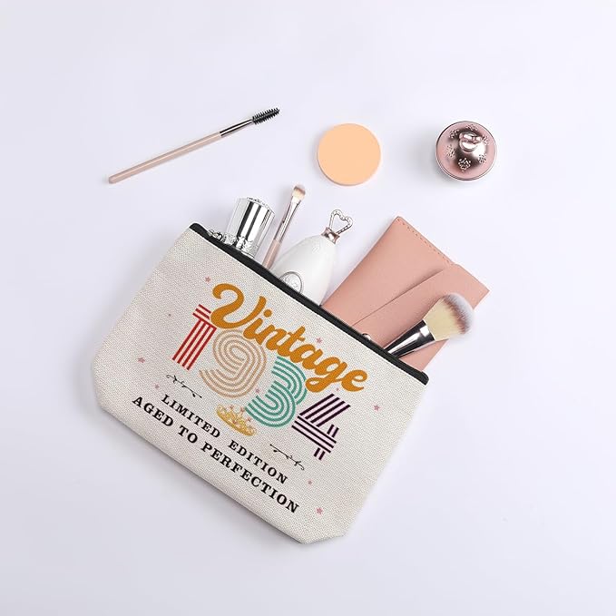 90th Birthday Gifts for Women, 1934 Vintage Makeup Bag, Best 90 Year Old Birthday Gift Ideas for Mom, Bonus Mom, Grandma, Nana, Gigi, Funny Anniversary Ideas for Her