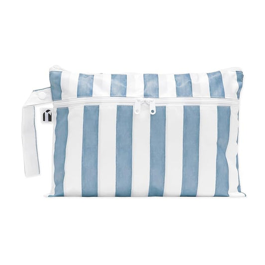 Roamio Waterproof Wet Dry Clutch Bag for Baby, Travel, Swim Suit, Cloth Diapers, Pump Parts, Pool, Gym Clothes, Toiletry, Hook to Stroller, Pack for Daycare, Zip Bag, Packing Pouch, Nautical Stripe