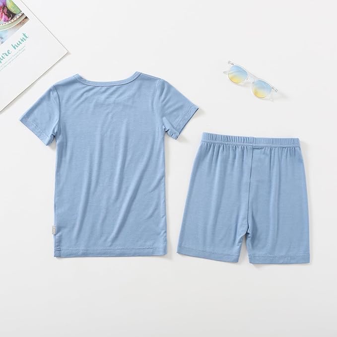 Jimonda Toddler Kids Girls Boys Pajamas Sets Soft Comfy Jammies Tencel Solid Raglan Sleepwear Pajamas Pjs 2pcs Set 18M-8Y