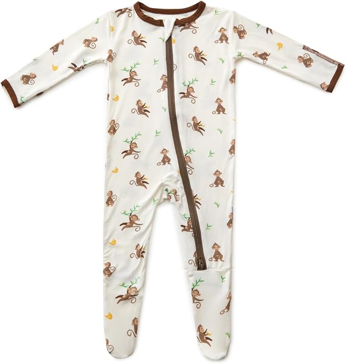 Bamboo Little Soft Baby Footie Pajamas, Baby Clothes, Newborn Sleepers, 95% Viscose and 5% Spandex, 0-24 Months