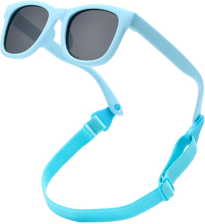 COASION Bendable Flexible Polarized Newborn Baby Sunglasses with Strap for Infant Boys Girls Age 0-12 Months CA8042