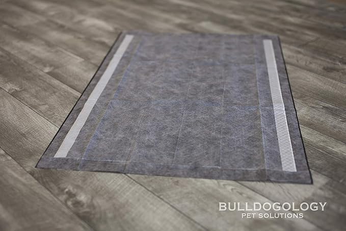 Bulldoglogy Carbon Black XL Dog Pee Pads for Extra Large Dogs with Adhesive Sticky Tape - Extra Large Charcoal Housebreaking Dog Pee Pads Disposable (24x35) (40-Count, Black)
