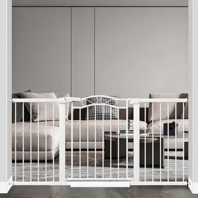 Fairy Baby 62.6"-65.3" Extra Wide Press Mounted Baby Gate Indoor for Kids Or Pets Walk Thru No Drill Long Dog Gates for The House Doorway Child Safety Gate