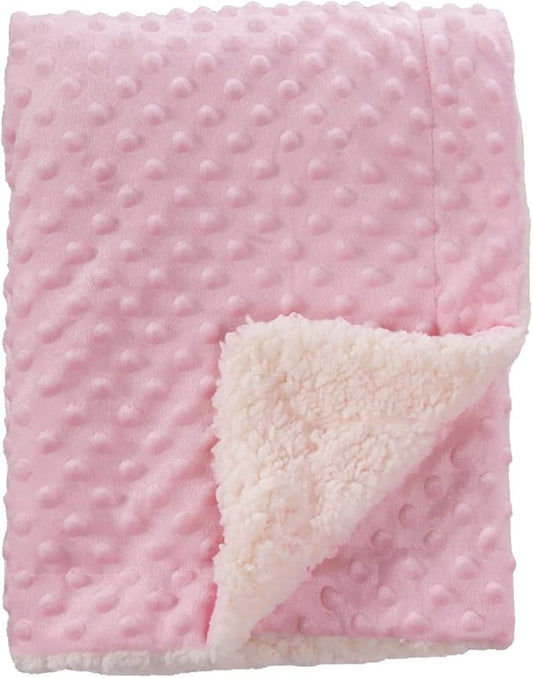 CREVENT Cozy Soft and Warm Sherpa Baby Blanket for Infant Toddler's Crib Cot Stroller Gift for Baby Girls All Season Use(30"X40" Pink Dot)