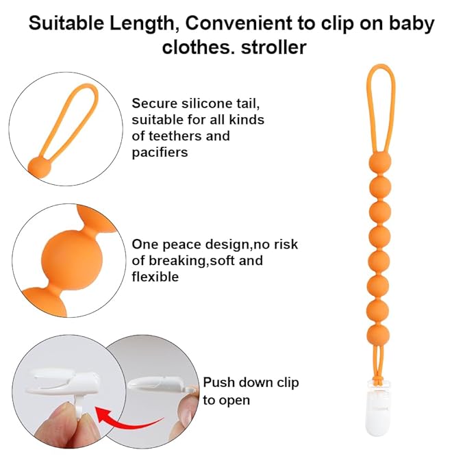 Baby Food Grade Silicone Sport Ball Teether Toy with Pacifier Clip Holder,Teething Pain Relief Toys Gift Set for 3 Months+ Boys and Girls,Freezer Safe,BPA Free. (American Football)