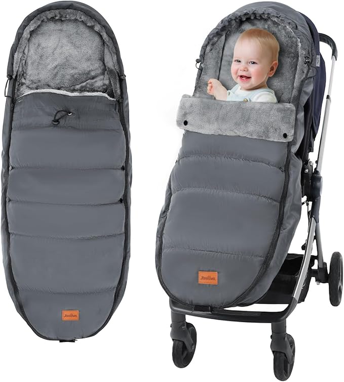 Zooawa Warm Bunting Bag Universal, Waterproof Baby Stroller Sleeping Bag for Cold Weather, Stroller Toddler Footmuff, Extra Thick, Fits 6-36 Months Baby, Gray
